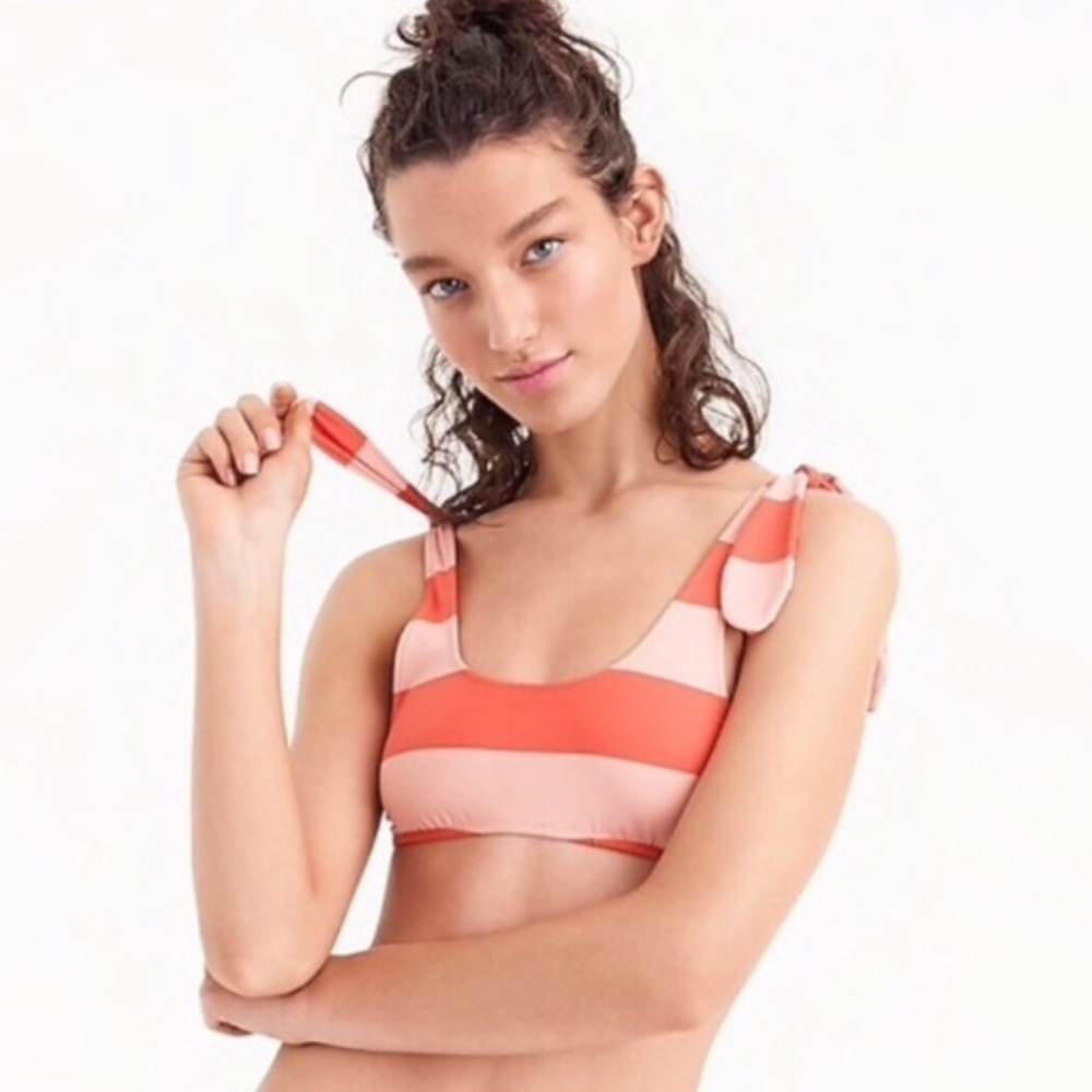 NEW J. Crew Playa Nantucket Striped Tie Bikini Top